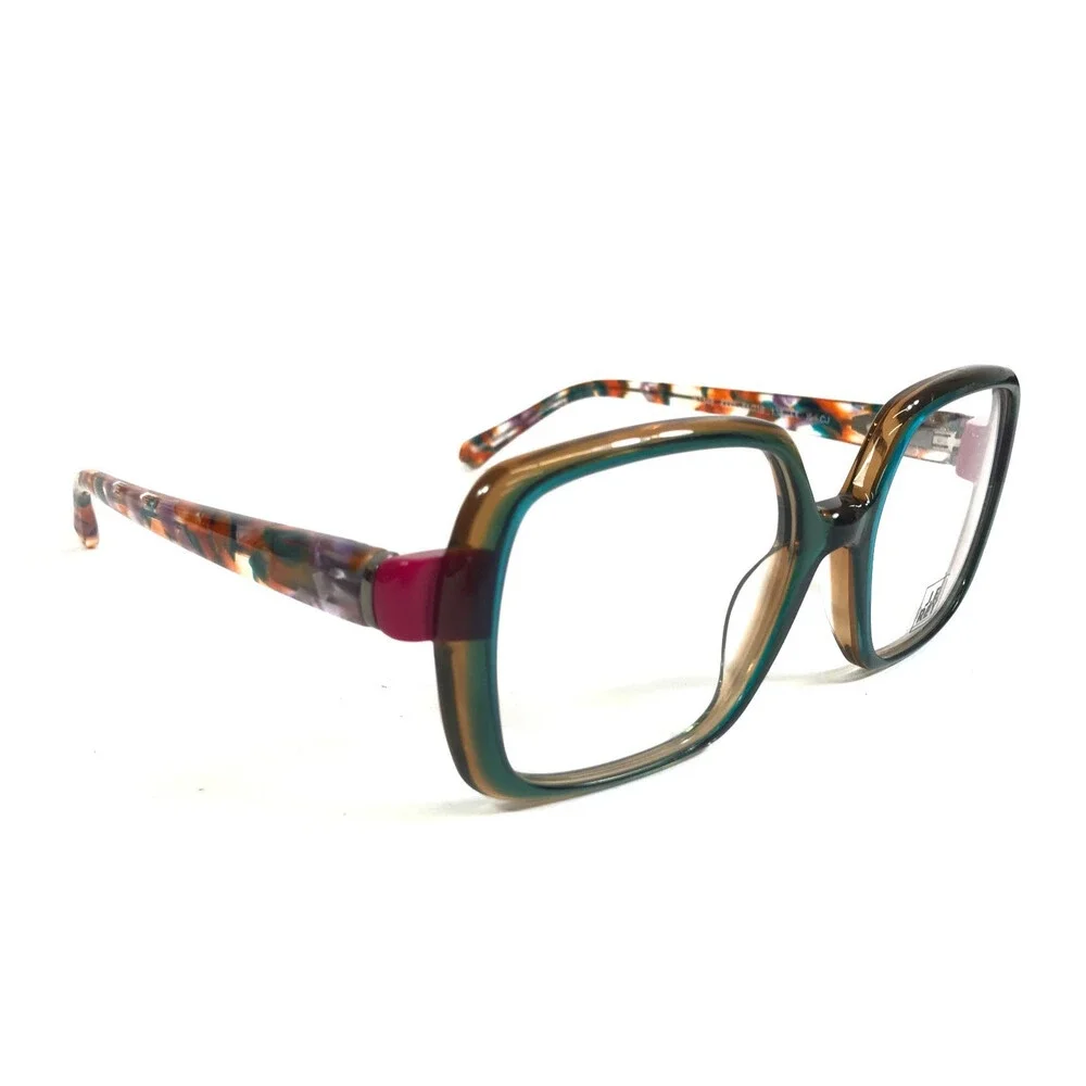 J.F. Rey Eyeglasses Frames JF1548 4332 Green/Raspberry Square Full Rim 51-18-138